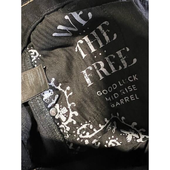 Free People Good Luck Mid-Rise Barrel Jeans Size 28 In Black - Picture 10 of 11